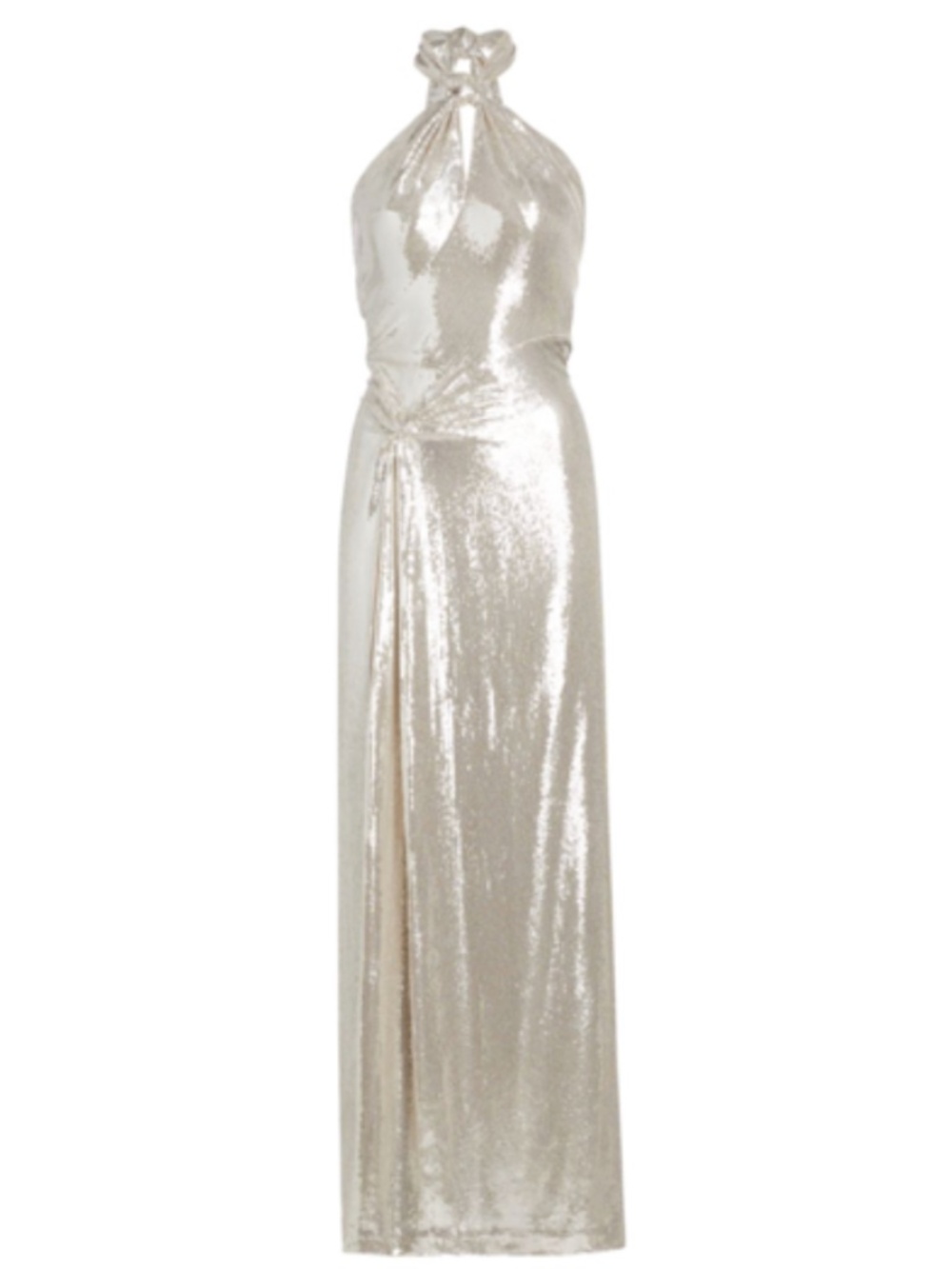 Ronny Kobo "Zane" Sequin Halter Dress in Champagne (NWT)